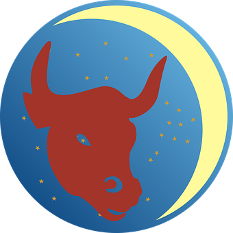Stylized Bull Crescent Moonand Stars PNG