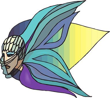 Stylized Butterfly Winged Figure PNG