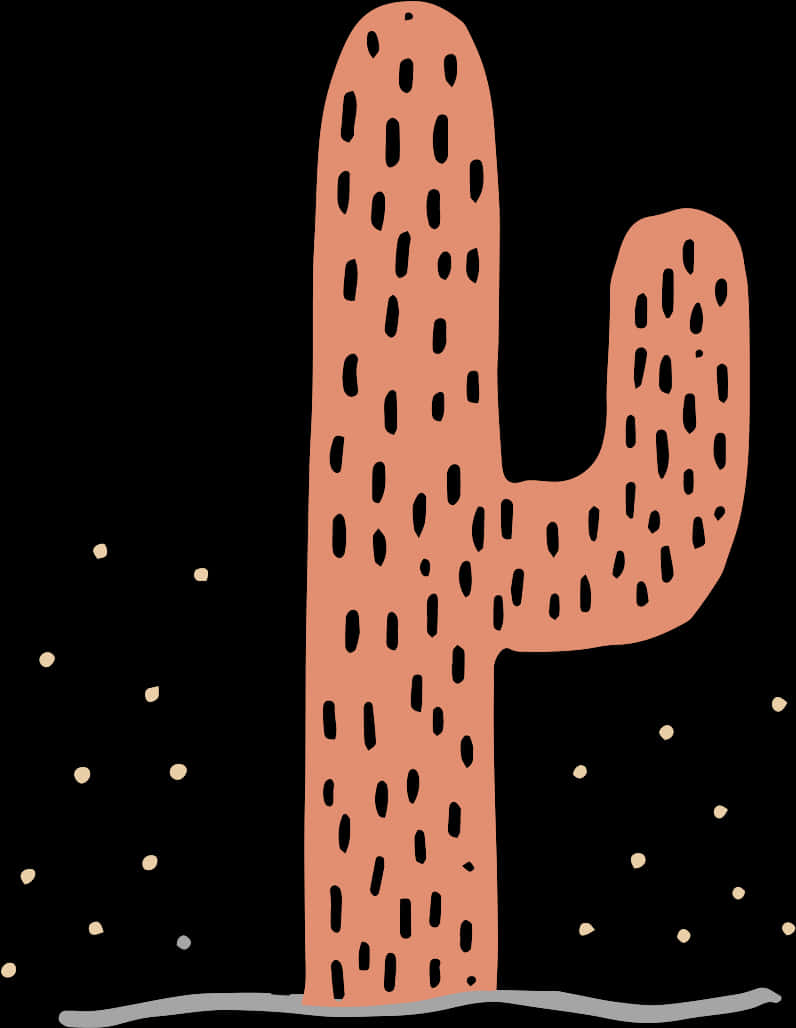Stylized Cactus Illustration PNG