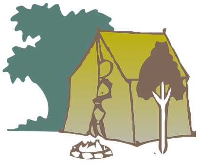 Stylized Camping Scene Illustration PNG