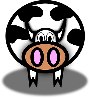 Stylized Cartoon Cow Graphic PNG