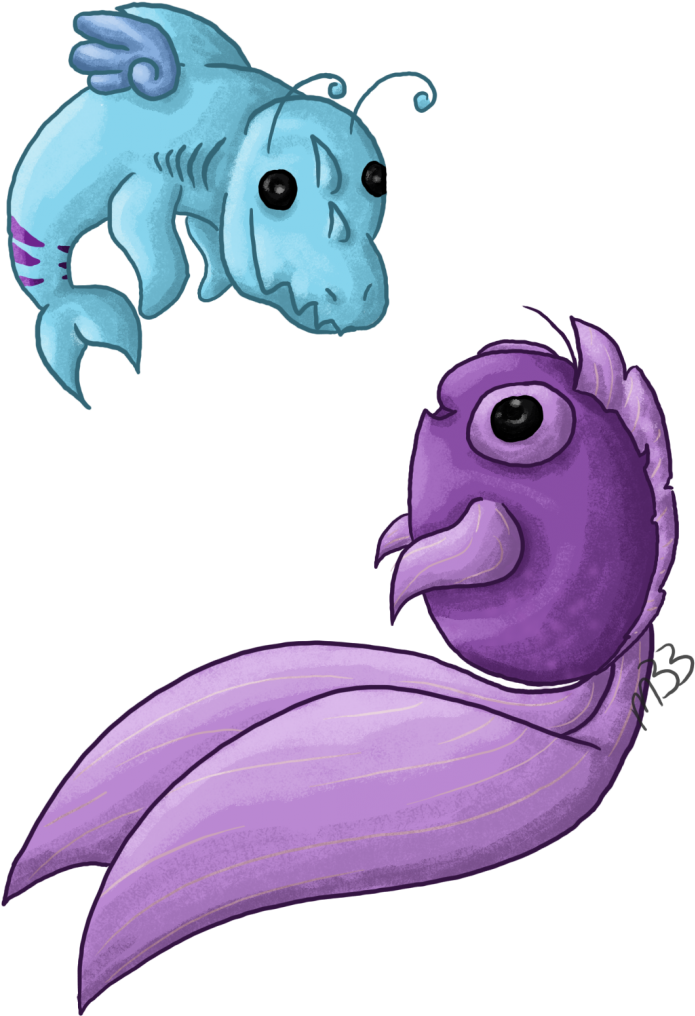 Stylized Cartoon Flounderand Friend PNG