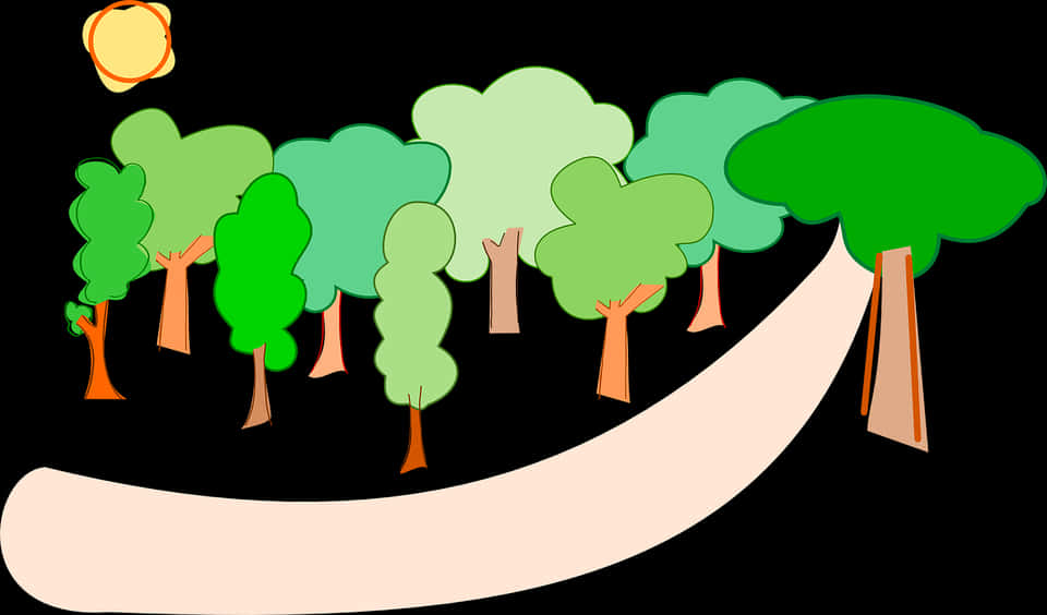 Stylized Cartoon Forest Path PNG