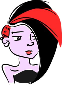 Stylized Cartoon Girlwith Red Hat PNG