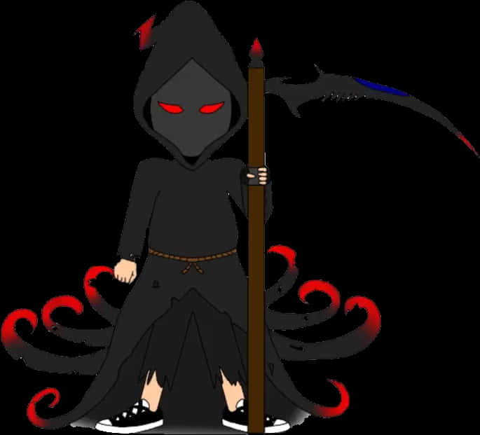 Stylized Cartoon Grim Reaper PNG