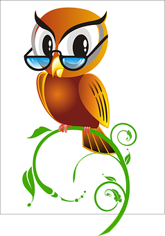 Stylized Cartoon Owlwith Glasses PNG
