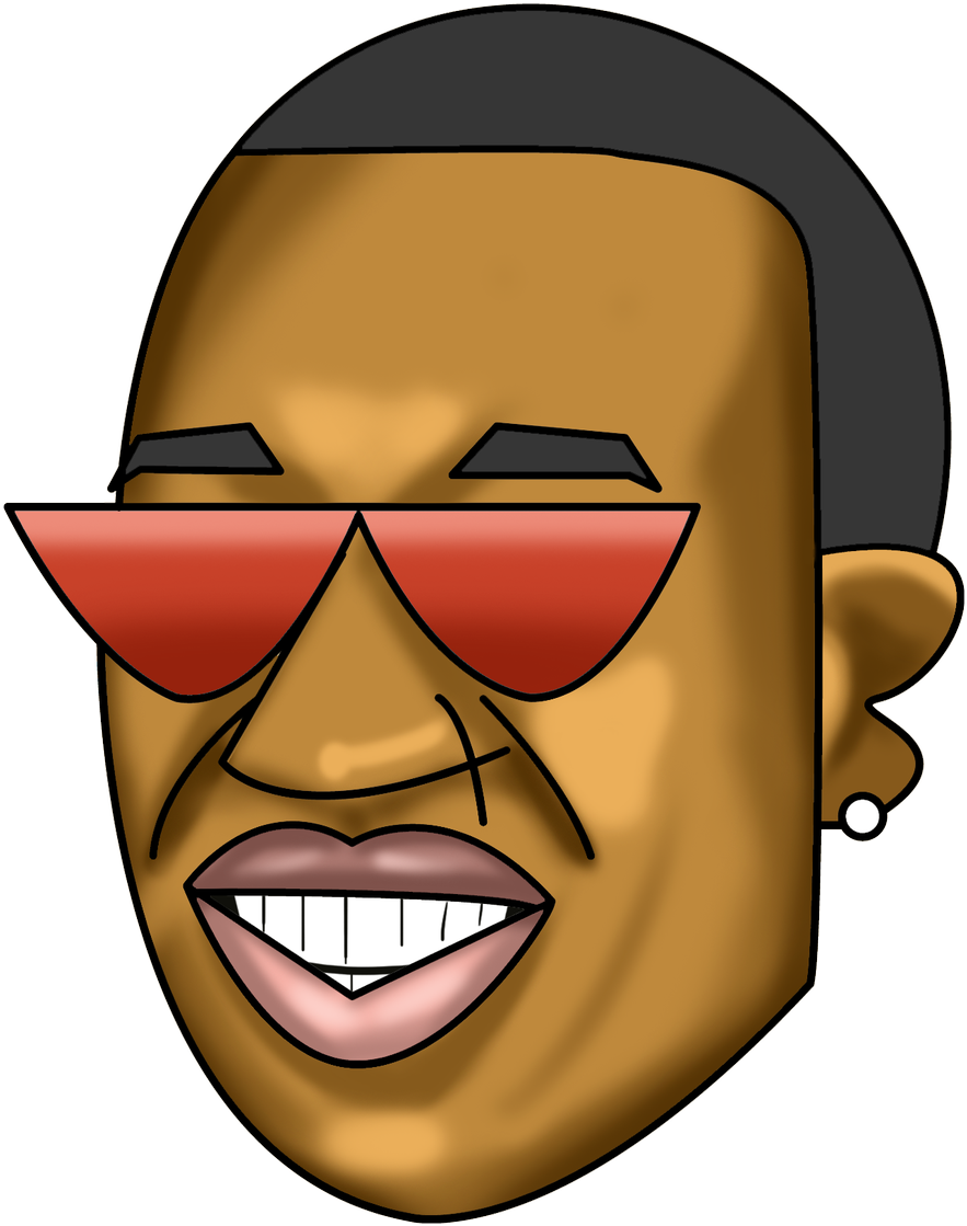 Stylized Cartoon Portraitwith Sunglasses PNG