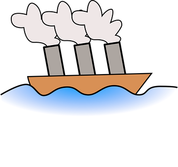 Stylized Cartoon Steamship Vector PNG