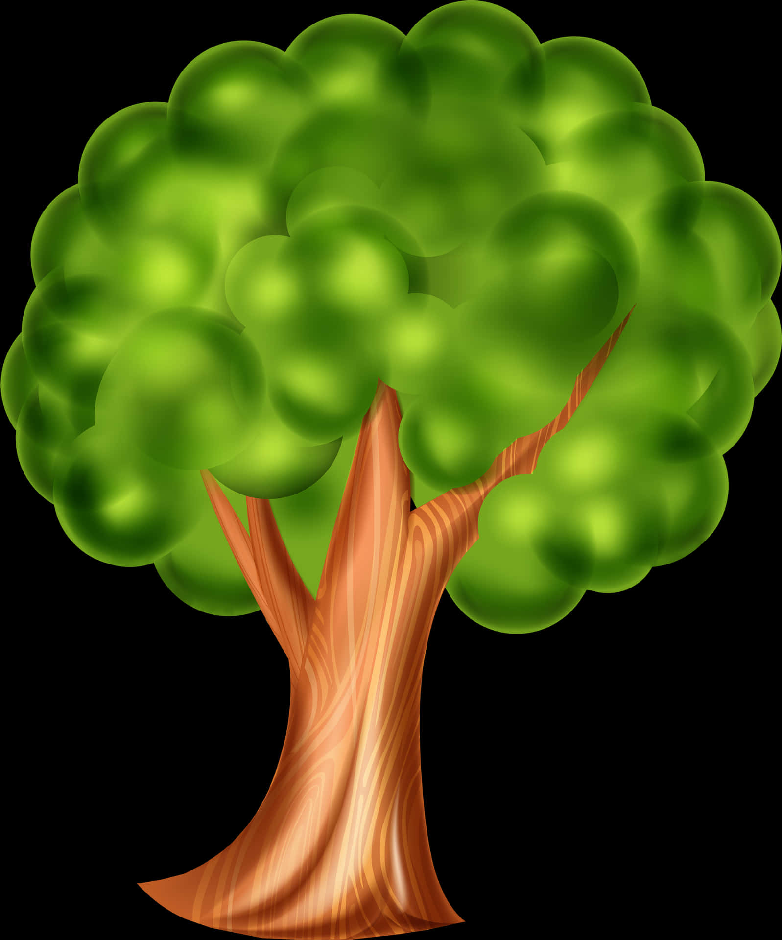 Stylized Cartoon Tree Illustration PNG