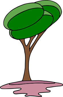 Stylized Cartoon Tree Vector PNG