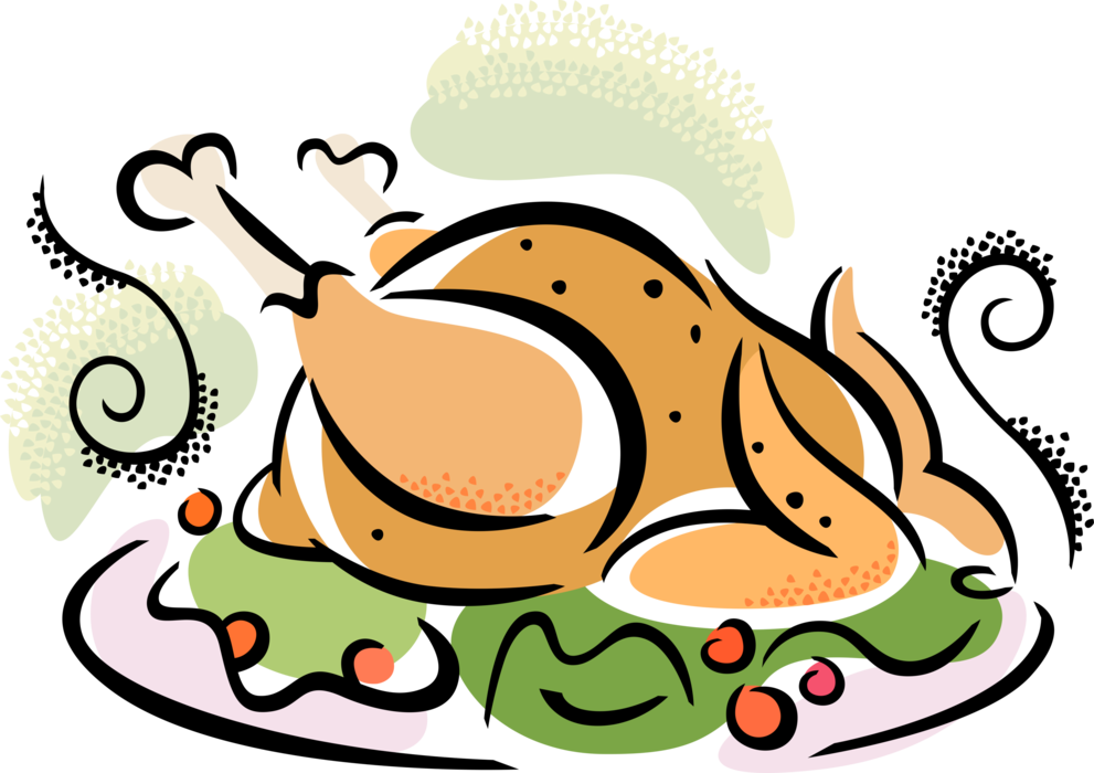 Stylized Cartoon Turkey Dish PNG