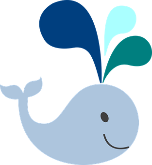 Stylized Cartoon Whale Illustration PNG