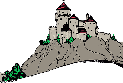 Stylized Castle Illustration PNG
