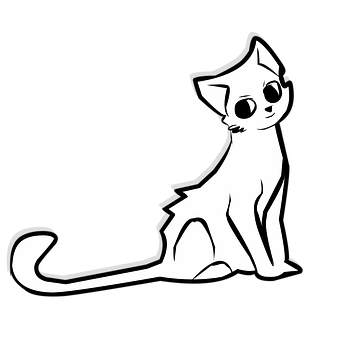 Stylized Cat Illustration Black Background PNG