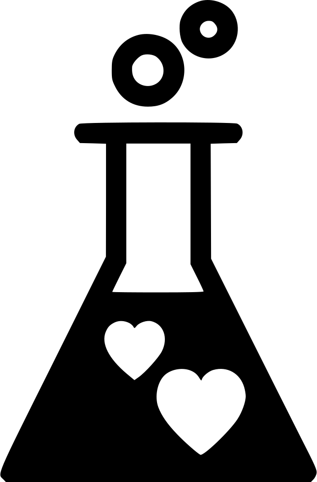 Stylized Chemistry Flask With Heartsand Circles PNG
