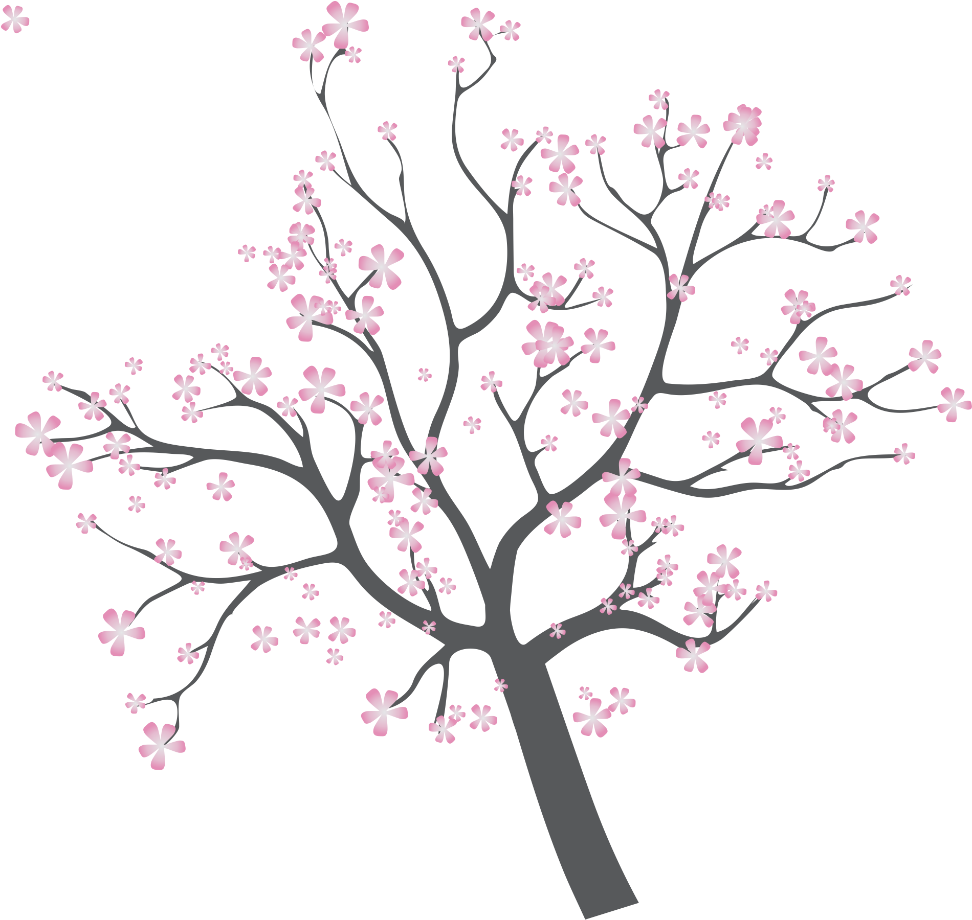 Stylized Cherry Blossom Branches PNG