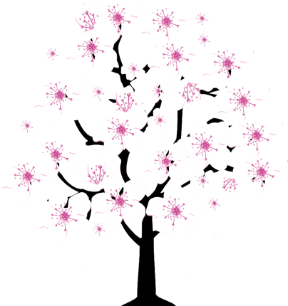 Stylized Cherry Blossom Graphic PNG