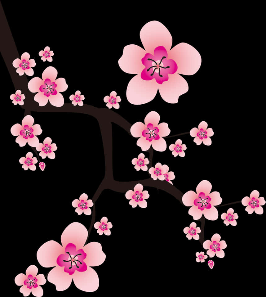 Stylized Cherry Blossoms Artwork PNG