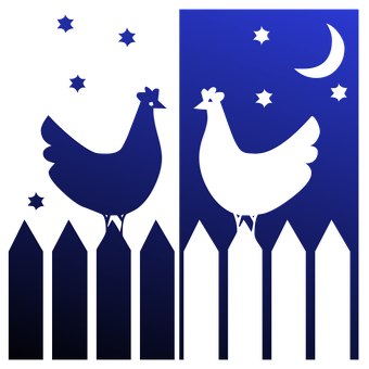 Stylized Chickens Nighttime Silhouette PNG