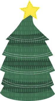 Stylized Christmas Treewith Star Topper PNG