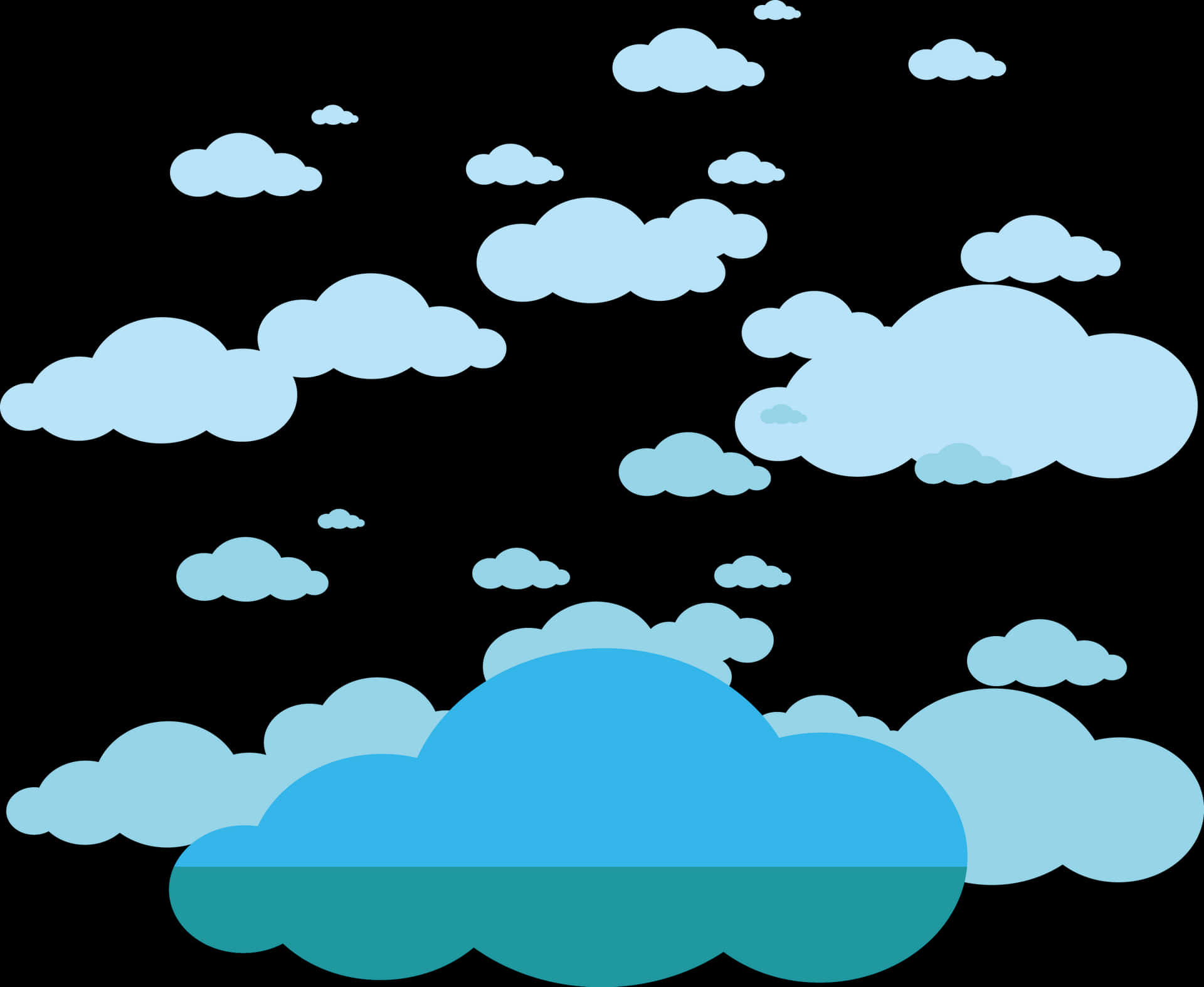 Stylized Cloudson Dark Background PNG
