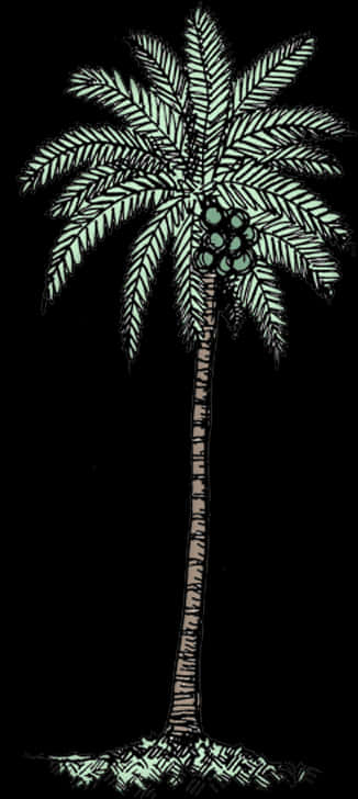 Stylized Coconut Tree Illustration PNG