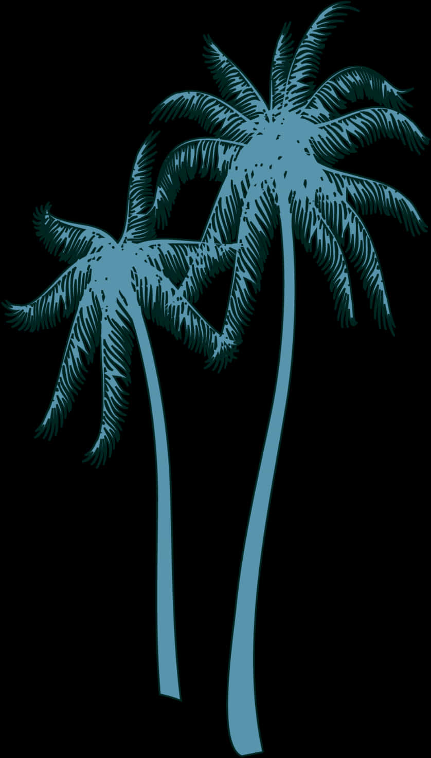 Stylized Coconut Trees Vector Art PNG