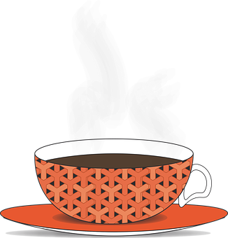 Stylized Coffee Cupon Black Background PNG