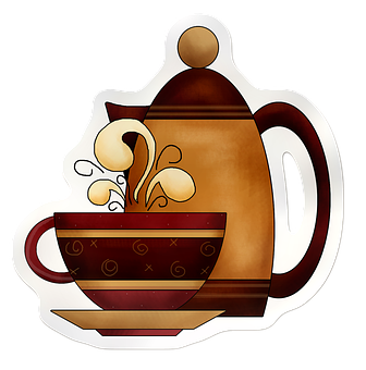 Stylized Coffee Potand Cup Illustration PNG