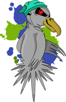Stylized Cool Bird Illustration PNG