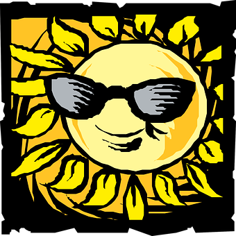 Stylized Cool Sun With Sunglasses PNG