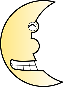 Stylized Crescent Moon Face PNG