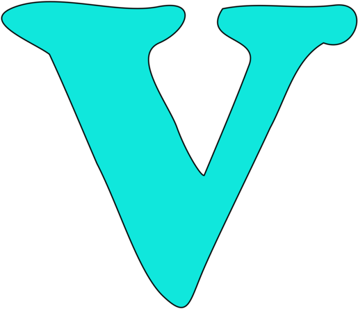 Stylized Cyan Letter V PNG