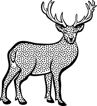 Stylized Deer Graphic Black Background PNG
