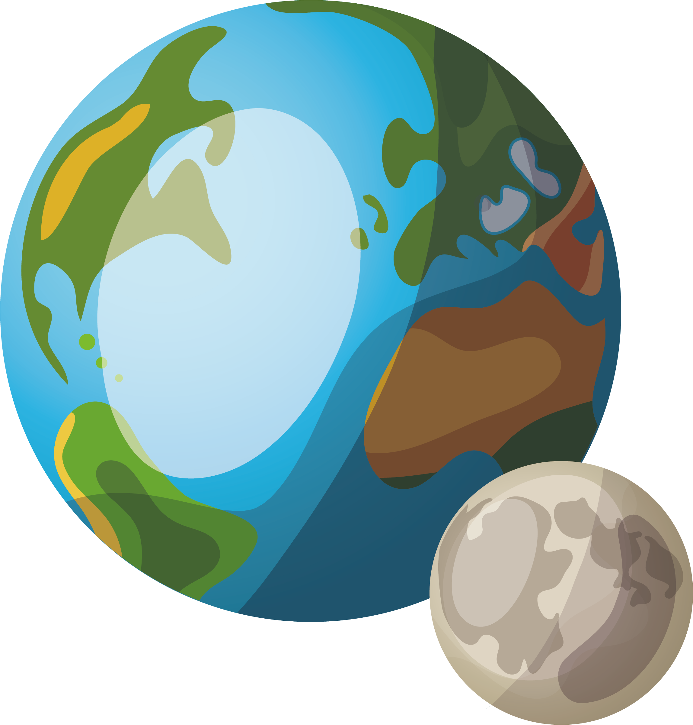 Stylized Earthand Moon Illustration PNG
