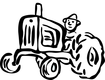 Stylized Farmer On Tractor PNG