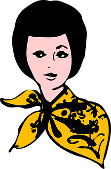 Stylized Female Face Yellow Scarf PNG