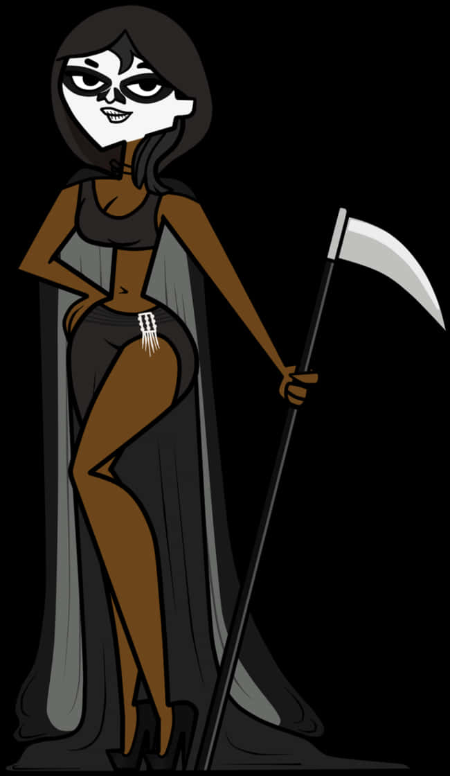 Stylized Female Grim Reaper Cartoon PNG