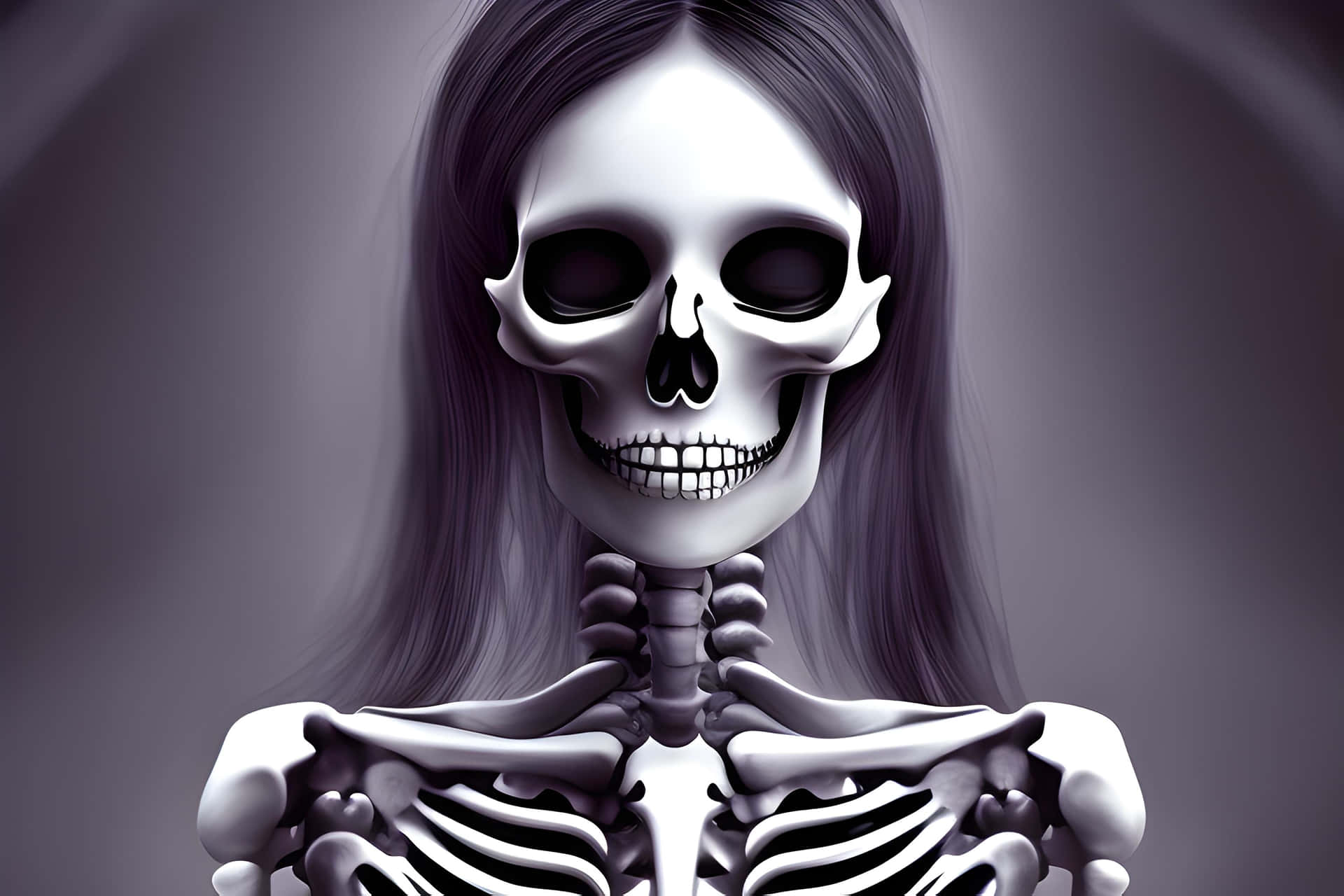 Stylized Female Skeleton Portrait Wallpaper