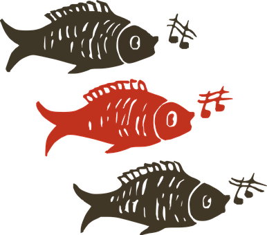 Stylized Fish Trio Illustration PNG