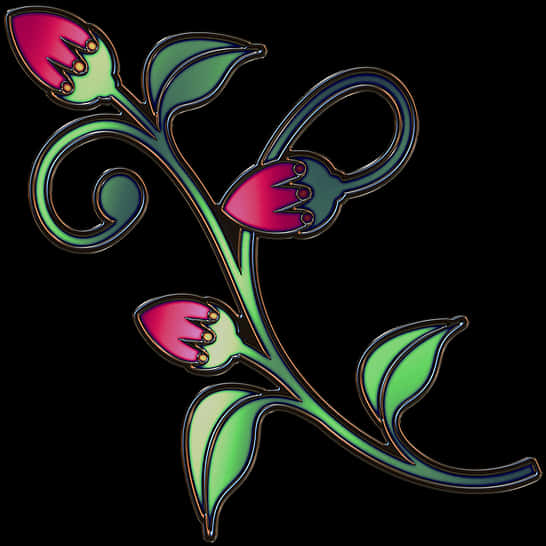 Stylized Floral Design Artwork PNG