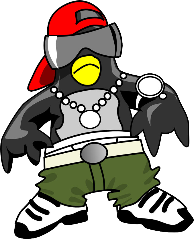 Stylized Gangster Penguin Illustration PNG