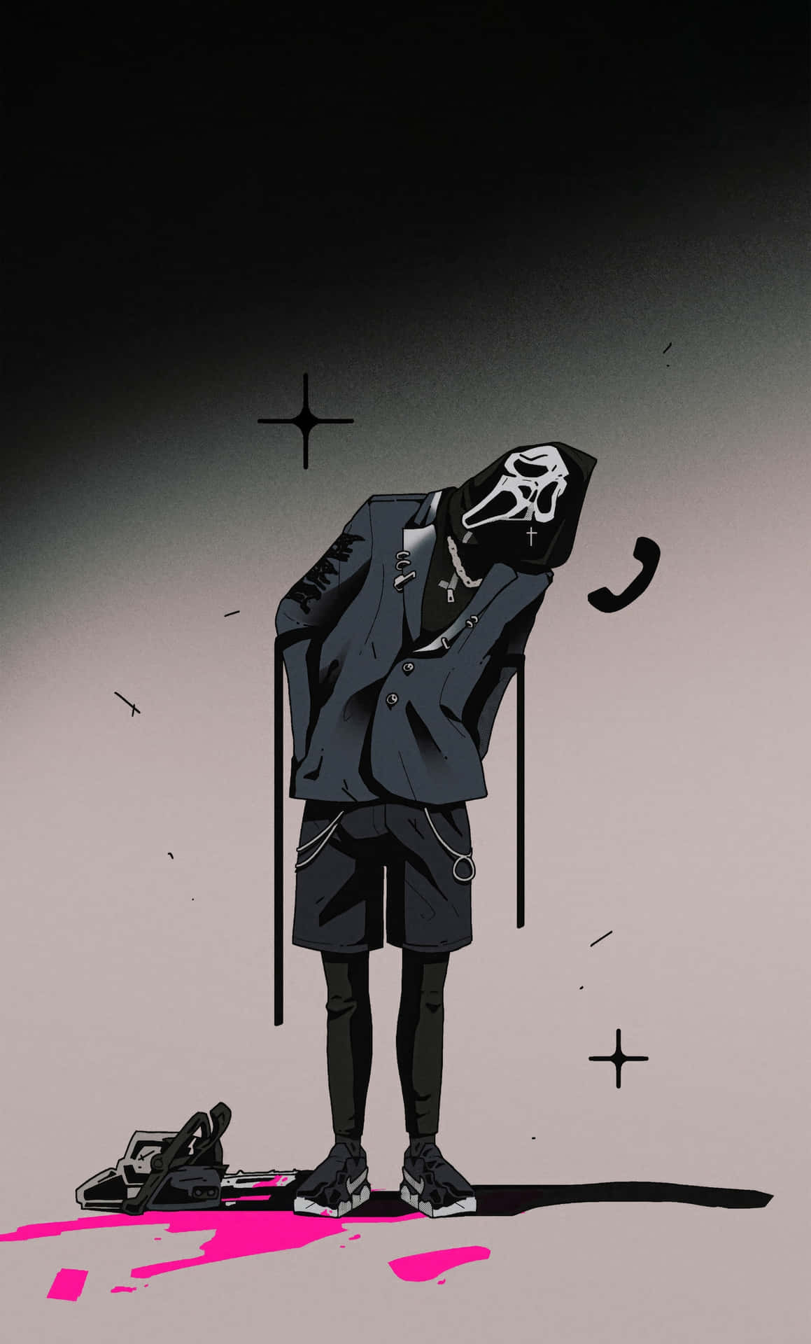 Stylized Ghostfacei Phone Artwork Wallpaper