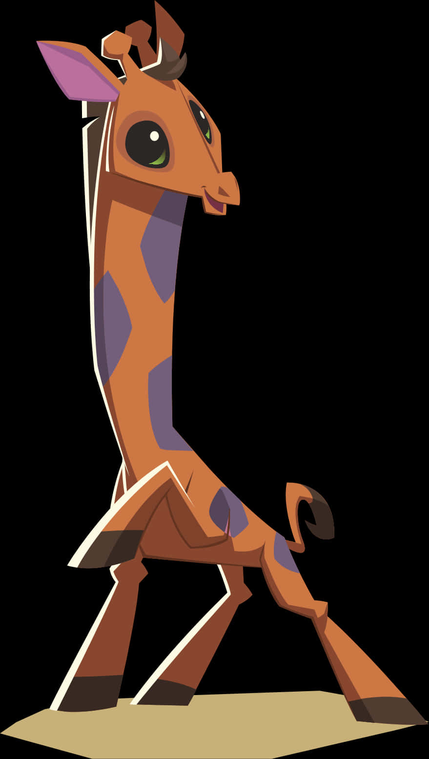 Stylized Giraffe Cartoon Character PNG