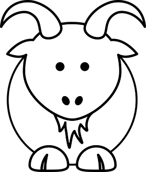 Stylized Goat Icon Blackand White PNG