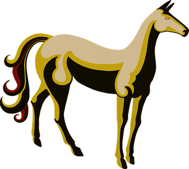 Stylized Golden Horse Illustration PNG