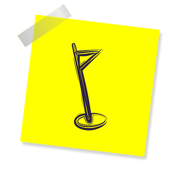 Stylized Golf Flag Iconon Yellow Postit PNG