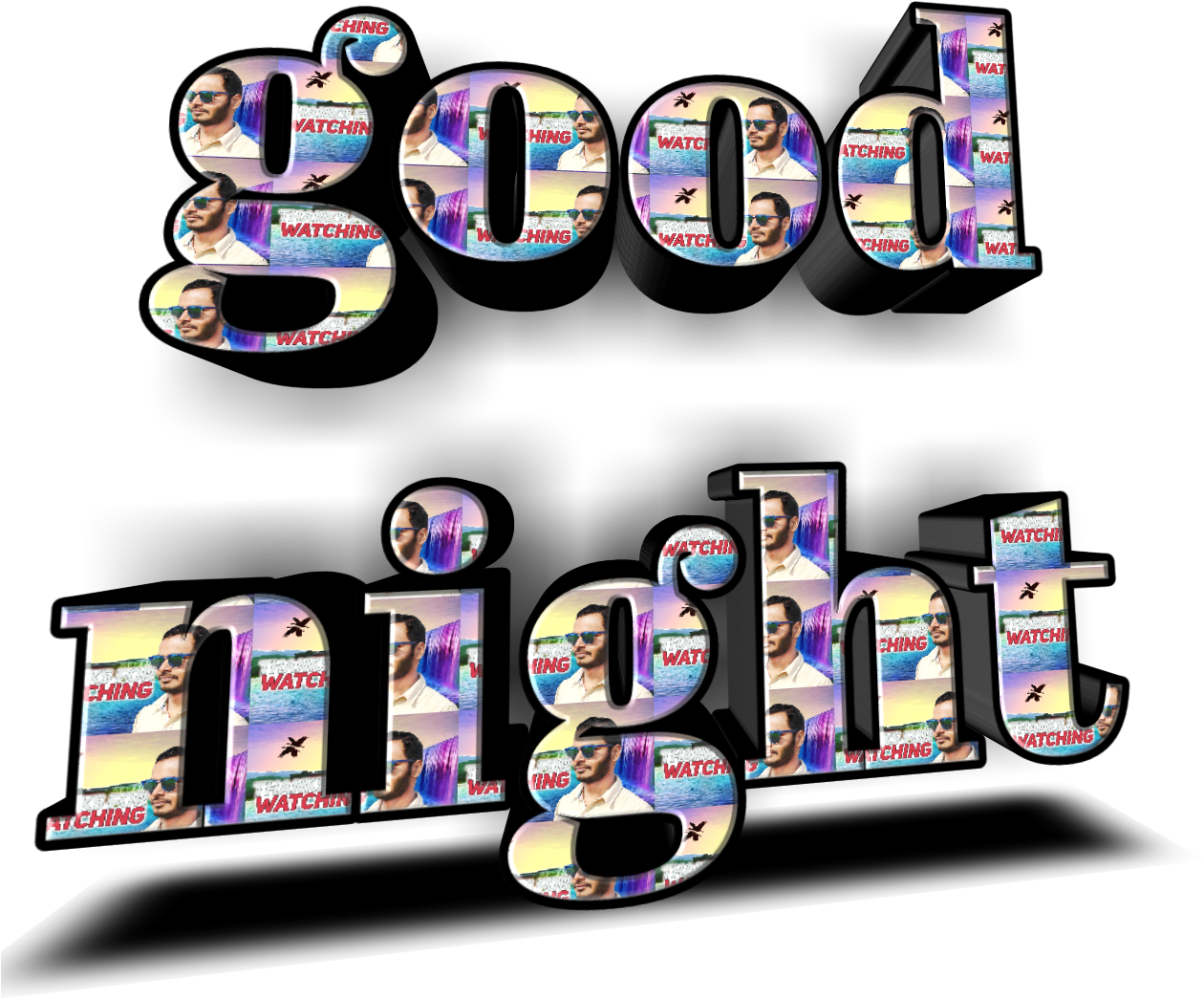 Stylized Good Night Text Design PNG