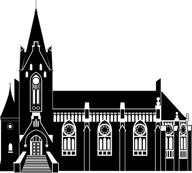 Stylized Gothic Church Illustration PNG