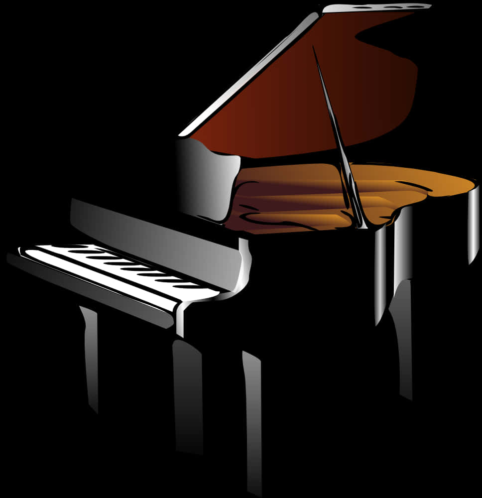 Stylized Grand Piano Illustration PNG